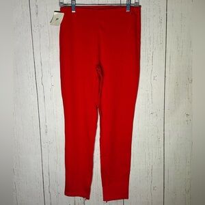 Fabletics Womens Medium Red 24/7 High Rise Skinny Ankle Slit Pants Career Active